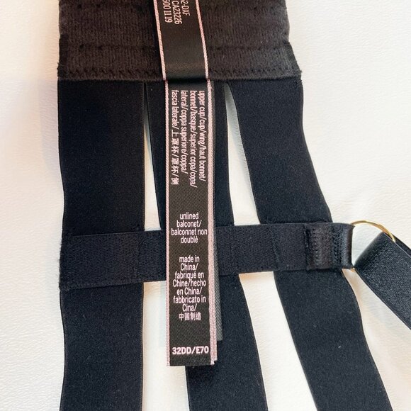 NWOT Victoria's Secret Bra 32DD Unlined Balconet Strappy Banded Black B920 - Picture 7 of 7